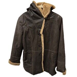 EMC Women's Brown Leather Jacket with faux fur soft interior Women’s 1X